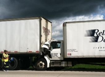 Deputies say considerable damage was done to the truck that came up from behind, but they say the drive train of the truck in front was also seriously damaged. Deputies say considerable damage was done to the truck that came up from behind, but they say the drive train of the truck in front was also seriously damaged.