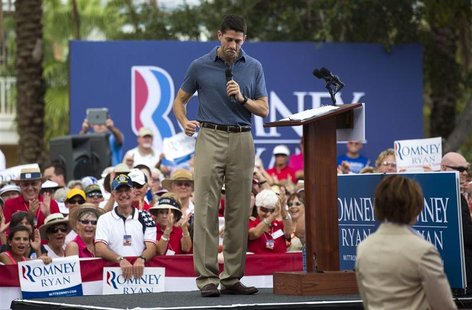 Republican vice presidential candidate Paul Ryan speaks during a campaign event at The Villages in Lady Lake, Florida August 18, 2012. REUTE Republican vice presidential candidate Paul Ryan speaks during a campaign event at The Villages in Lady Lake, Florida August 18, 2012. REUTE