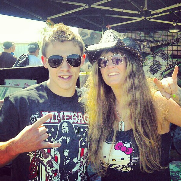 Jake with Rita Haney, the girlfriend of Dimebag Darrel Abbott. Dimebag was the guitarist of Pantera who unfortunately was shot and killed on stage while performing in 2004. Despite the tragic end, his legacy lives on today as one of the most respected and greatest metal musicians to ever grace this earth.