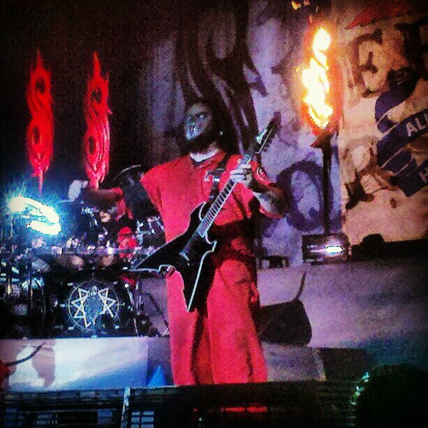 Mick Thompson of Slipknot stares into the crowd. Photo by Jake Raflik.