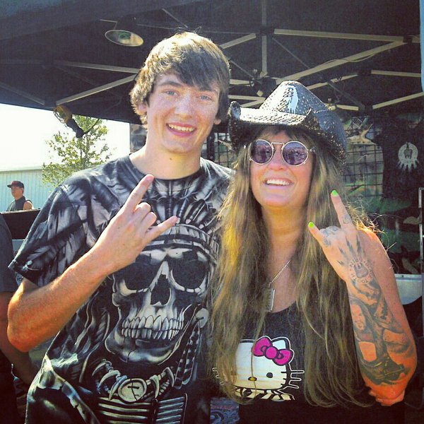 Trevor with Rita Haney, the girlfriend of Dimebag Darrel Abbott. Dimebag was the guitarist of Pantera who unfortunately was shot and killed on stage while performing in 2004. Despite the tragic end, his legacy lives on today as one of the most respected and greatest metal musicians to ever grace this earth.