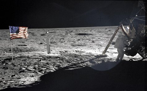 This NASA file image shows U.S. astronaut Neil Armstrong, the Apollo 11 Mission Commander, standing next to the Lunar Module "Eagle" on the This NASA file image shows U.S. astronaut Neil Armstrong, the Apollo 11 Mission Commander, standing next to the Lunar Module "Eagle" on the