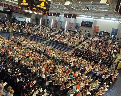 DeVos Fieldhouse is filled during Hope College's Opening Convocation ceremony on Aug. 26, 2012. (photo courtesy Hope College) DeVos Fieldhouse is filled during Hope College's Opening Convocation ceremony on Aug. 26, 2012. (photo courtesy Hope College)