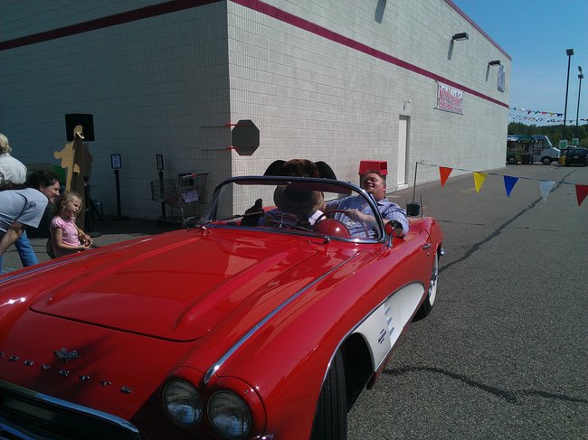 Bryan and Stevie going for a cruise in the 1961 Corvette