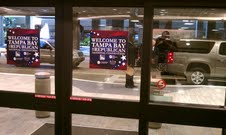 Signs for the Republican National Convention line the airport at Tampa International as the 2012 RNC begins.