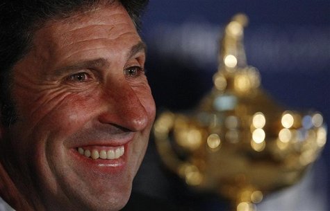 Europe Ryder Cup team captain Jose Maria Olazabal smiles during the 2012 European Ryder Cup team announcement news conference at the Gleneag Europe Ryder Cup team captain Jose Maria Olazabal smiles during the 2012 European Ryder Cup team announcement news conference at the Gleneag