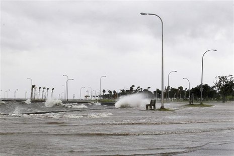 Water floods an area outside the levee system along the shore of Lake Pontchartrain as tropical storm Isaac approaches New Orleans, Louisian Water floods an area outside the levee system along the shore of Lake Pontchartrain as tropical storm Isaac approaches New Orleans, Louisian