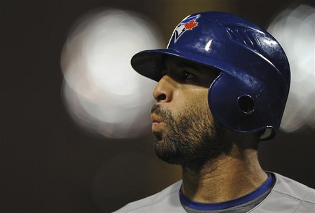 Toronto Blue Jays batter Jose Bautista #19 reacts after striking out against the Baltimore Orioles in the seventh inning during their MLB Am Toronto Blue Jays batter Jose Bautista #19 reacts after striking out against the Baltimore Orioles in the seventh inning during their MLB Am