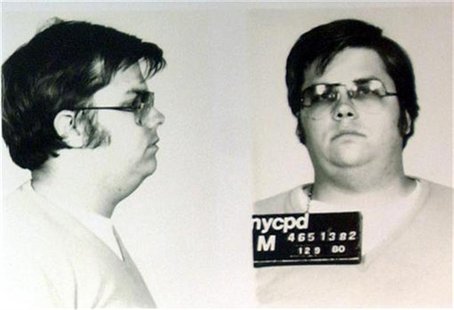 A mug-shot of Mark David Chapman, who shot and killed John Lennon, is displayed on the 25th anniversary of Lennon's death at the NYPD in New A mug-shot of Mark David Chapman, who shot and killed John Lennon, is displayed on the 25th anniversary of Lennon's death at the NYPD in New
