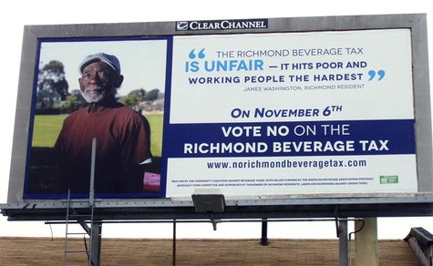 A sign protesting the proposed Richmond beverage tax is pictured in Richmond, California September 1, 2012. The US soft drink industry is fi A sign protesting the proposed Richmond beverage tax is pictured in Richmond, California September 1, 2012. The US soft drink industry is fi