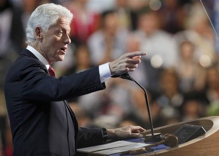 Former U.S. President Bill Clinton addresses the second session of the Democratic National Convention in Charlotte, North Carolina, Septembe Former U.S. President Bill Clinton addresses the second session of the Democratic National Convention in Charlotte, North Carolina, Septembe