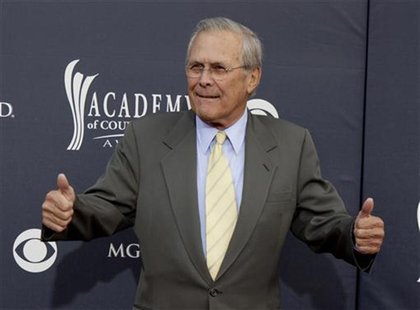 Former U.S. Secretary of Defense Donald Rumsfeld arrives at the 46th annual Academy of Country Music Awards in Las Vegas April 3, 2011. REUT Former U.S. Secretary of Defense Donald Rumsfeld arrives at the 46th annual Academy of Country Music Awards in Las Vegas April 3, 2011. REUT