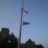 Flags at half staff in front of Wausau WI City Hall Flags at half staff in front of Wausau WI City Hall