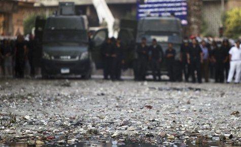 Stones thrown during clashes between riot policemen and protesters lie on a road leading to the U.S. embassy, near Tahrir Square in Cairo Se Stones thrown during clashes between riot policemen and protesters lie on a road leading to the U.S. embassy, near Tahrir Square in Cairo Se