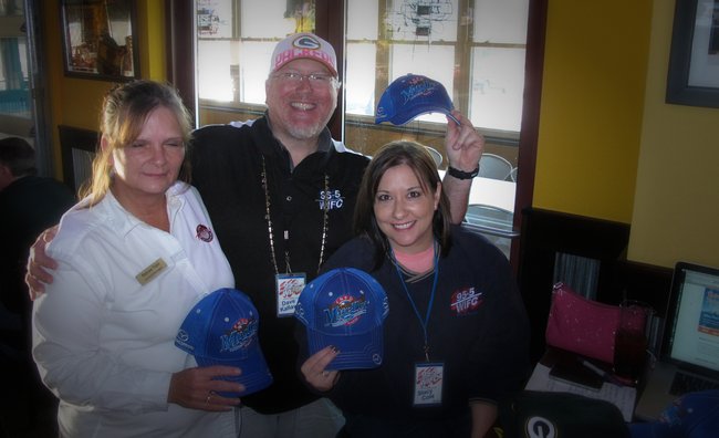 Rennae, the head honcho at Tailgatez, Dave Kallaway & Stacy Cole stylin' the Fred Mueller hats, cool Green Bay gear and a chance to win a Mazda 3!!! Thanks for coming out guys!!