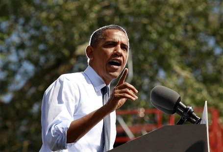 U.S. President Barack Obama speaks during a campaign rally in Golden, Colorado September 13, 2012. REUTERS/Kevin Lamarque U.S. President Barack Obama speaks during a campaign rally in Golden, Colorado September 13, 2012. REUTERS/Kevin Lamarque