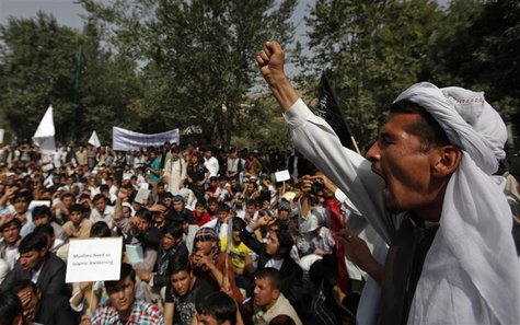 Afghan protesters shout slogans during a demonstration in Kabul, September 16, 2012. Hundreds of Afghans protested against a U.S.-made film Afghan protesters shout slogans during a demonstration in Kabul, September 16, 2012. Hundreds of Afghans protested against a U.S.-made film