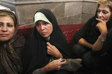 Faezeh Rafsanjani (C), daughter of former Iranian president Akbar Hashemi Rafsanjani, attends a protest at the Ghoba mosque in northern Tehr Faezeh Rafsanjani (C), daughter of former Iranian president Akbar Hashemi Rafsanjani, attends a protest at the Ghoba mosque in northern Tehr