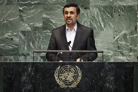 Iran's President Mahmoud Ahmadinejad addresses diplomats during the high-level meeting of the General Assembly on the Rule of Law at the Uni Iran's President Mahmoud Ahmadinejad addresses diplomats during the high-level meeting of the General Assembly on the Rule of Law at the Uni