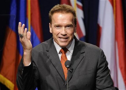 Former California Governor Arnold Schwarzenegger makes opening remarks during the University of Southern California's Schwarzenegger Institu Former California Governor Arnold Schwarzenegger makes opening remarks during the University of Southern California's Schwarzenegger Institu
