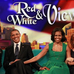 U.S. President Barack Obama and first lady Michelle Obama take part in a taping of the "The View" chat show at ABC's studios in New York, Se U.S. President Barack Obama and first lady Michelle Obama take part in a taping of the "The View" chat show at ABC's studios in New York, Se