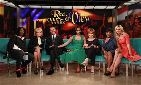 U.S. President Barack Obama and first lady Michelle Obama take part in a taping of the "The View" chat show at ABC's studios in New York, Se U.S. President Barack Obama and first lady Michelle Obama take part in a taping of the "The View" chat show at ABC's studios in New York, Se