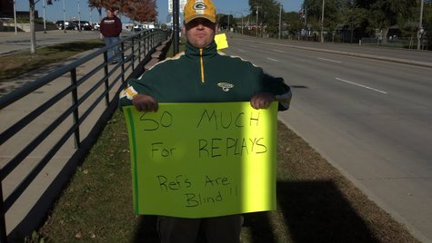Packers fans protest controversial call at end of Monday night's loss to Seattle in front of Lambeau Field on Tuesday Sept. 25, 2012. Packers fans protest controversial call at end of Monday night's loss to Seattle in front of Lambeau Field on Tuesday Sept. 25, 2012.