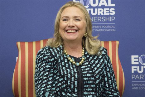 U.S. Secretary of State Hillary Clinton delivers remarks during the launch of the Equal Futures Partnership at the InterContinental Hotel in U.S. Secretary of State Hillary Clinton delivers remarks during the launch of the Equal Futures Partnership at the InterContinental Hotel in