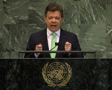 President of Colombia Juan Manuel Santos addresses the 67th session of the United Nations General Assembly at UN headquarters in New York, S President of Colombia Juan Manuel Santos addresses the 67th session of the United Nations General Assembly at UN headquarters in New York, S