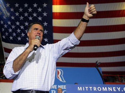 Republican presidential candidate and former Massachusetts Governor Mitt Romney speaks at a campaign rally in Westerville, Ohio September 26 Republican presidential candidate and former Massachusetts Governor Mitt Romney speaks at a campaign rally in Westerville, Ohio September 26