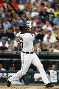 Detroit Tigers designated hitter Delmon Young, whose single in the 8th inning began a rally that lead to the winning run in a 5-4 Detroit win over Kansas City on Wednesday, September 26, 2012. Detroit Tigers designated hitter Delmon Young, whose single in the 8th inning began a rally that lead to the winning run in a 5-4 Detroit win over Kansas City on Wednesday, September 26, 2012.