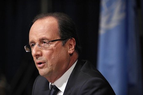 France's President Francois Hollande speaks during a news conference after his speech at the 67th United Nations General Assembly at the U.N France's President Francois Hollande speaks during a news conference after his speech at the 67th United Nations General Assembly at the U.N