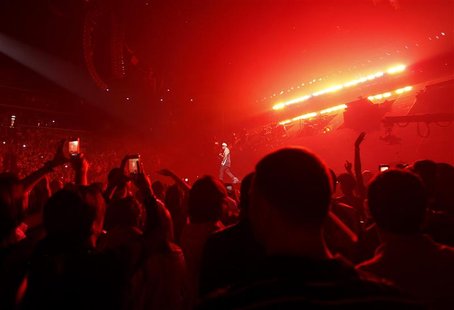 Entertainer Jay-Z performs on stage at the newly built Barclays Center in the Brooklyn borough of New York September 28, 2012. This is the f Entertainer Jay-Z performs on stage at the newly built Barclays Center in the Brooklyn borough of New York September 28, 2012. This is the f