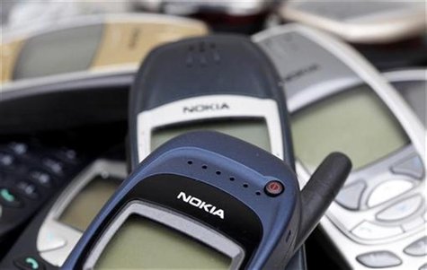 Illustration picture shows Nokia logo on used cell phones, in Zurich ...
