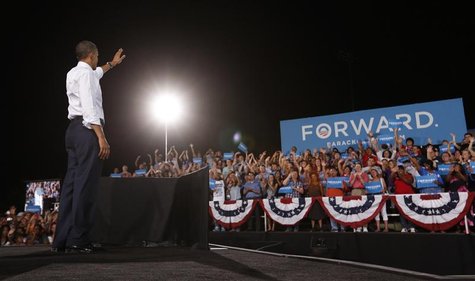 U.S. President Barack Obama waves to supporters during a campaign rally at Desert Pines High School in Las Vegas, Nevada September 30, 2012. U.S. President Barack Obama waves to supporters during a campaign rally at Desert Pines High School in Las Vegas, Nevada September 30, 2012.