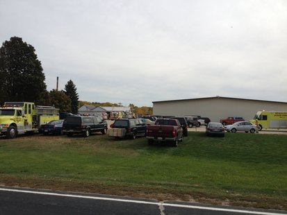 Fire crews respond to a report of a structure fire at Ongna Wood Products near Gibbsville