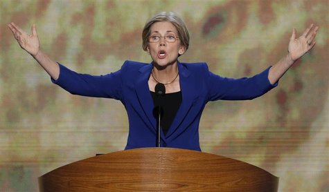 Massachusetts U.S. Senate candidate Elizabeth Warren addresses delegates during the second session of the Democratic National Convention in Massachusetts U.S. Senate candidate Elizabeth Warren addresses delegates during the second session of the Democratic National Convention in