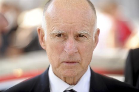 California Governor Jerry Brown attends a celebration at Tesla's factory in Fremont, California, June 22, 2012, as the car company began del California Governor Jerry Brown attends a celebration at Tesla's factory in Fremont, California, June 22, 2012, as the car company began del