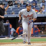 Tigers 3B Miguel Cabrera, who hit his AL-leading 44th home run Monday night against Kansas City, as Detroit clinched the AL Central title with a 6-2 win over the Royals. (REUTERS) Tigers 3B Miguel Cabrera, who hit his AL-leading 44th home run Monday night against Kansas City, as Detroit clinched the AL Central title with a 6-2 win over the Royals. (REUTERS)