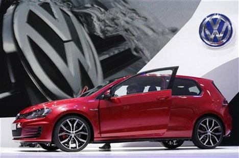 A new model of the Volkswagen Golf GTI is displayed on media day at the Paris Mondial de l'Automobile September 27, 2012. The Paris auto sho A new model of the Volkswagen Golf GTI is displayed on media day at the Paris Mondial de l'Automobile September 27, 2012. The Paris auto sho