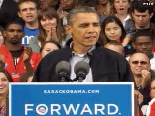 President Barack Obama speaks at a campaign rally on the University of Wisconsin-Madison campus, Oct. 4, 2012. (courtesy of WMTV) President Barack Obama speaks at a campaign rally on the University of Wisconsin-Madison campus, Oct. 4, 2012. (courtesy of WMTV)