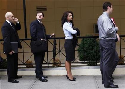 People wait in line to enter a job fair in New York August 15, 2011. Credit: REUTERS/Shannon Stapleton People wait in line to enter a job fair in New York August 15, 2011. Credit: REUTERS/Shannon Stapleton