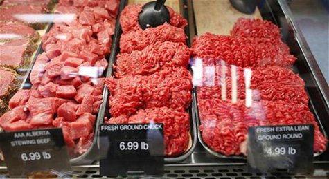 Ground Alberta beef in seen in coolers at Bon Ton Meat Market in Calgary, Alberta, October 3, 2012. REUTERS/Todd Korol Ground Alberta beef in seen in coolers at Bon Ton Meat Market in Calgary, Alberta, October 3, 2012. REUTERS/Todd Korol