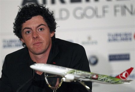 Northern Ireland's Rory McIlroy attends a news conference a day before the start of the Turkish Airlines World Golf Final in Antalya, southe Northern Ireland's Rory McIlroy attends a news conference a day before the start of the Turkish Airlines World Golf Final in Antalya, southe