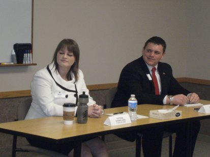 71st Assembly District candidates Katrina Shankland (D) and Pat Testin (R) at Portage County Business Council Forum 10/5/12. 71st Assembly District candidates Katrina Shankland (D) and Pat Testin (R) at Portage County Business Council Forum 10/5/12.