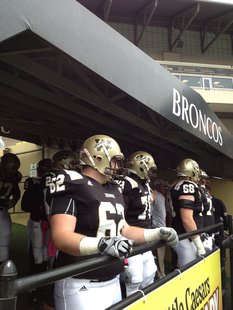 The Broncos prepare to take the field against UMASS, Saturday 10/6/2012 at Waldo Stadium The Broncos prepare to take the field against UMASS, Saturday 10/6/2012 at Waldo Stadium