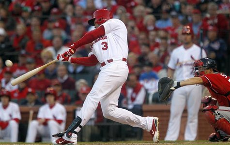 St. Louis Cardinals' Carlos Beltran hits a homerun in the sixth inning against the Washington Nationals during Game 2 of their MLB NLDS play St. Louis Cardinals' Carlos Beltran hits a homerun in the sixth inning against the Washington Nationals during Game 2 of their MLB NLDS play
