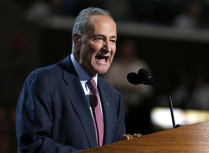 U.S. Senator Charles Schumer (D-NY) addresses the second session of the Democratic National Convention in Charlotte, North Carolina Septembe U.S. Senator Charles Schumer (D-NY) addresses the second session of the Democratic National Convention in Charlotte, North Carolina Septembe