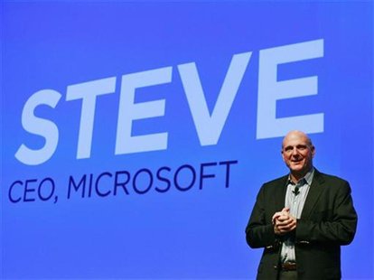 Microsoft CEO Steve Ballmer speaks during a launch event for new HTC Microsoft Windows phones in New York September 19, 2012. REUTERS/Brenda Microsoft CEO Steve Ballmer speaks during a launch event for new HTC Microsoft Windows phones in New York September 19, 2012. REUTERS/Brenda