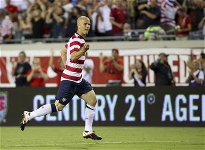 Michael Bradley of the U.S. celebrates after scoring against Scotland during their international friendly soccer match in Jacksonville, Flor Michael Bradley of the U.S. celebrates after scoring against Scotland during their international friendly soccer match in Jacksonville, Flor